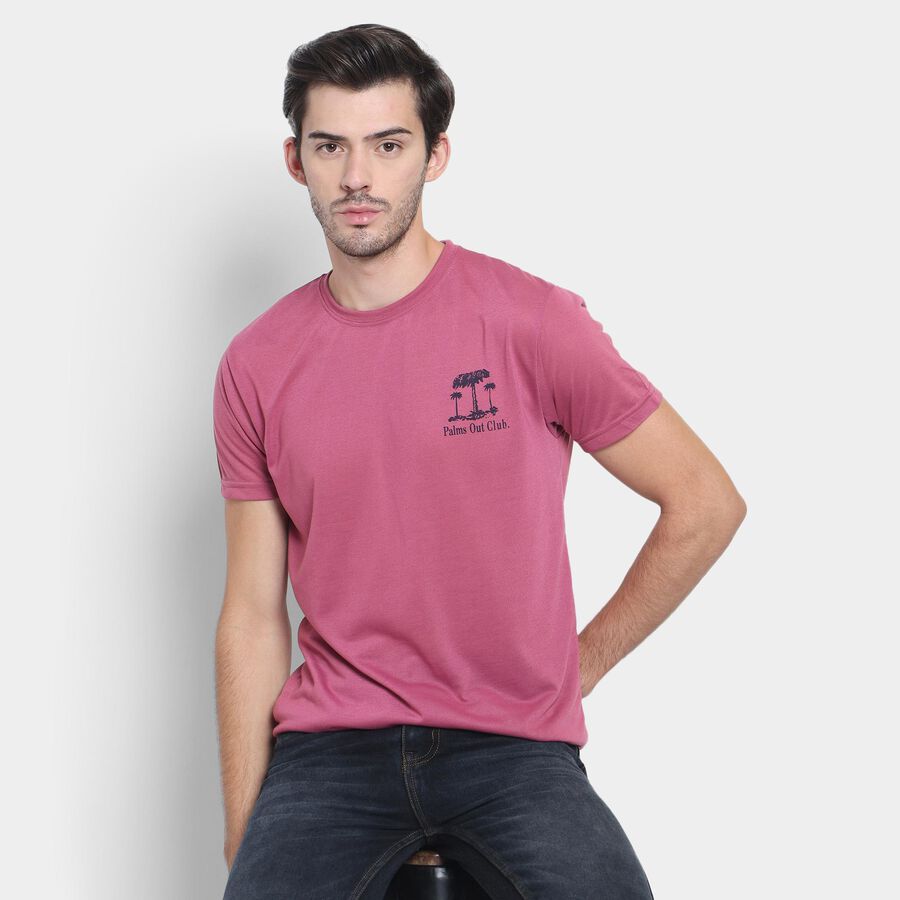 Men's Round Neck Half Sleeves T-Shirt , Coral, large image number null