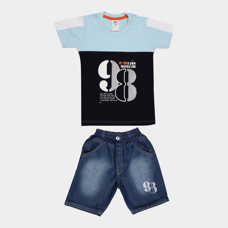 Boys Cotton Baba Suit, Light Blue, large image number null