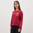 Women's Deep Cherry Red Crew Neck Casual Sweatshirt, Red, small image number null