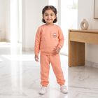 Girls Peach Round Neck Lounge Hipster Set, पीच, small