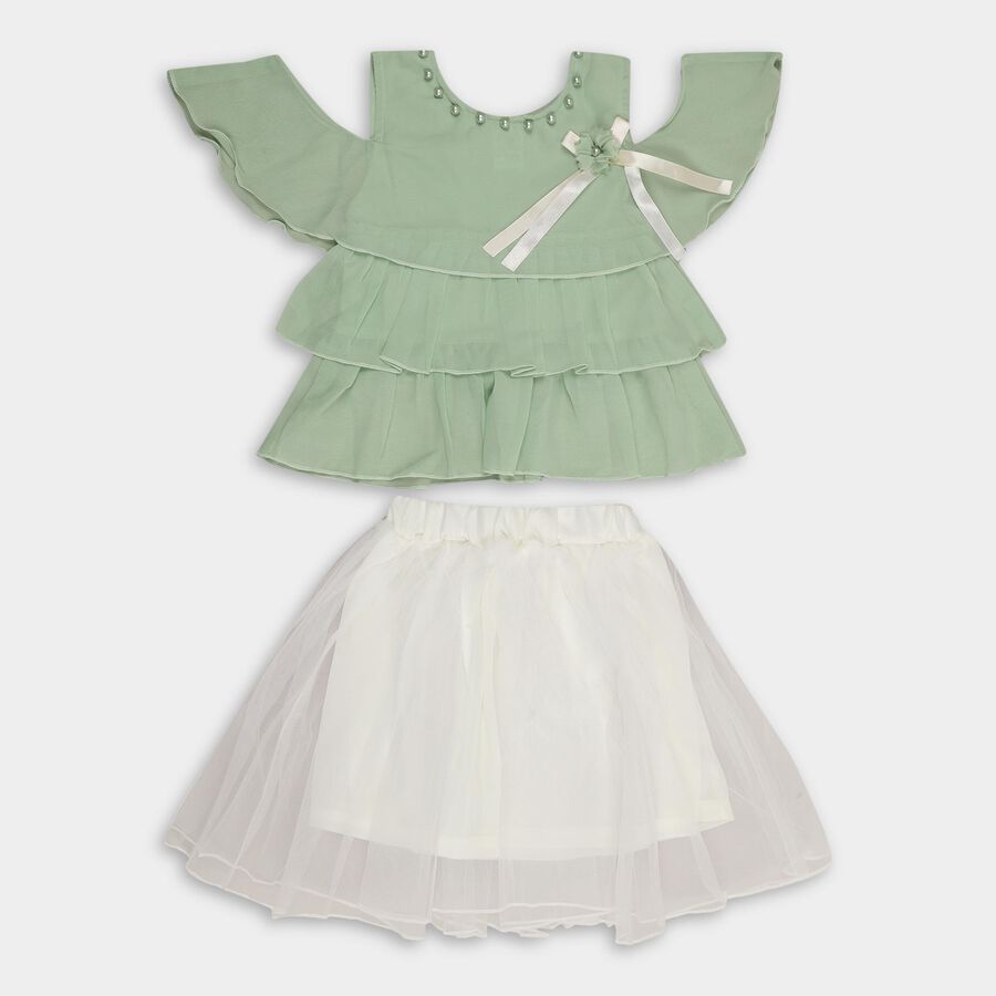 Girls' Top Skirt, हल्का हरा, large