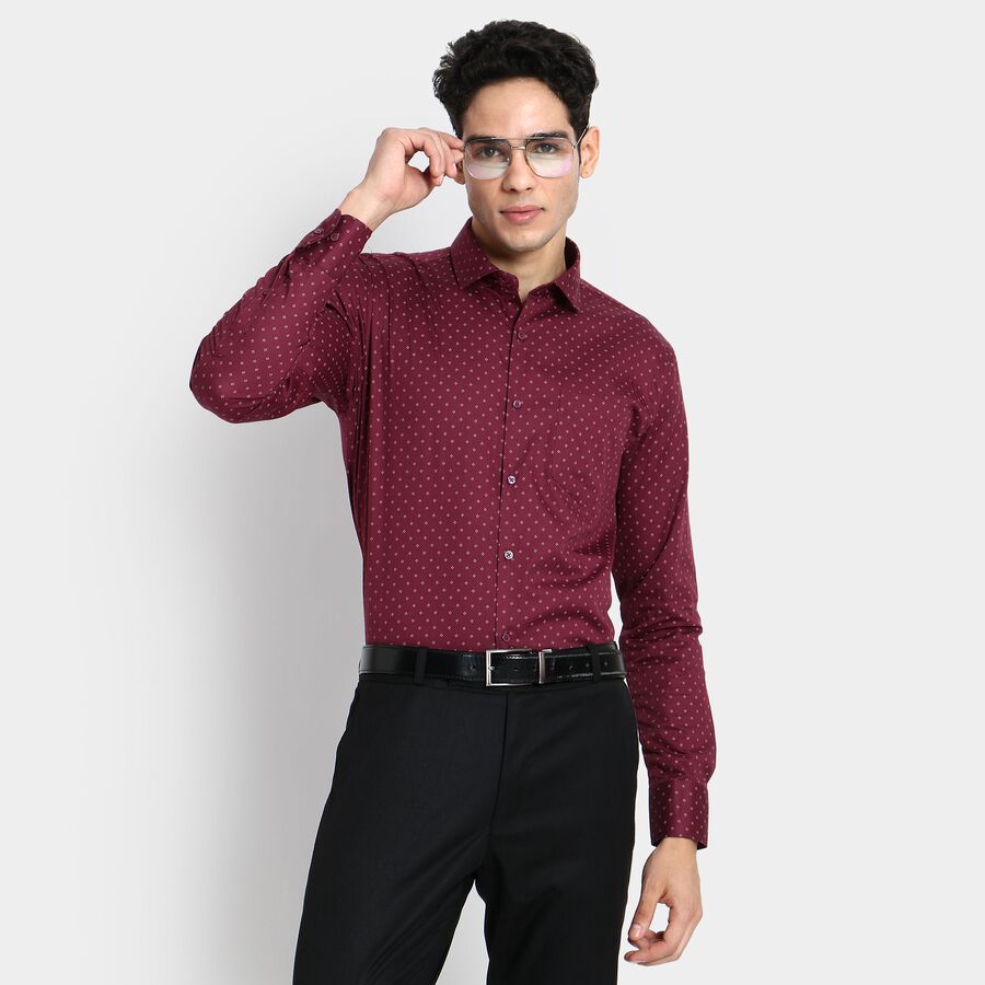 Men's 100% Cotton Formal Shirt, Wine, large image number null