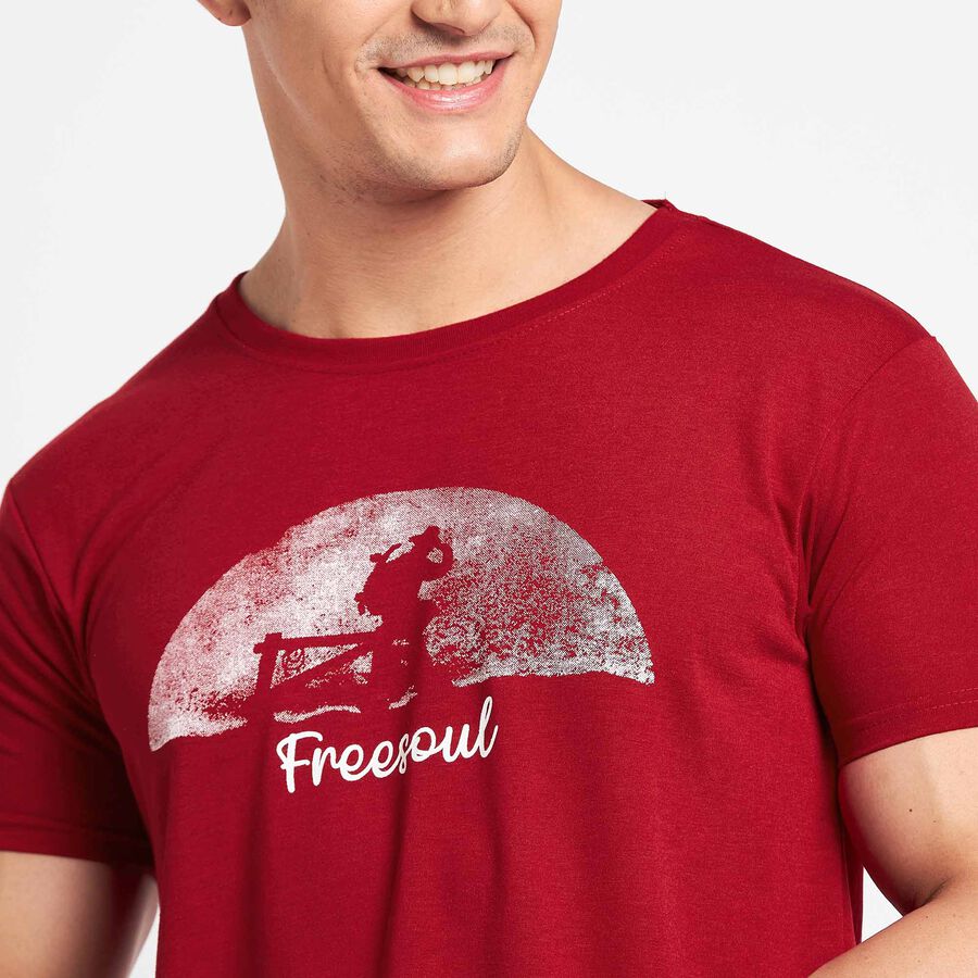 Round Neck T- Shirt, मरून, large image number null
