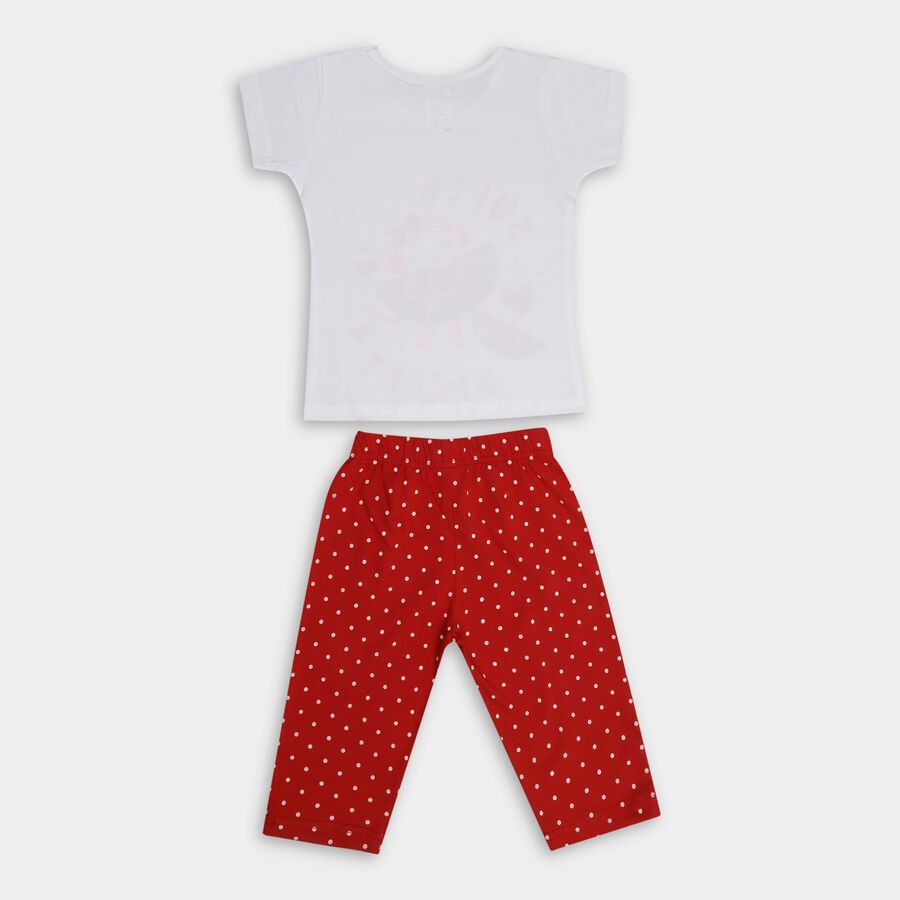 Girls' 100% Cotton Capri Set, White, large image number null