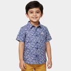 Infants Royal Blue Cotton Half Sleeve Classic Collar Casual Shirt, रॉयल ब्लू, small