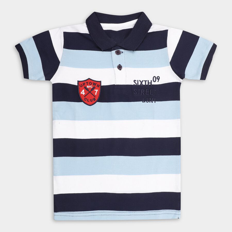 Boys' 100% Cotton Half Sleeves T-Shirt , Light Blue, large image number null