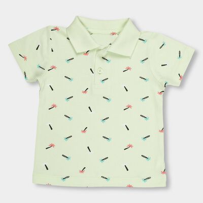 Infants' Light Sage Green Polo Neck Casual T-Shirt