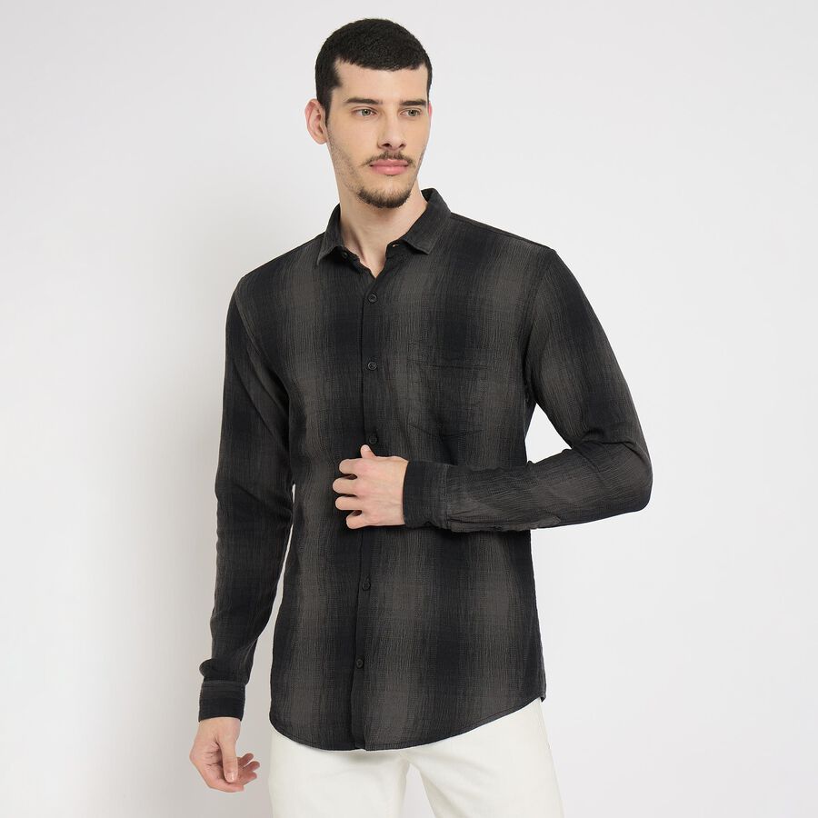 Men's 100% Cotton Casual Shirt , Black, large image number null