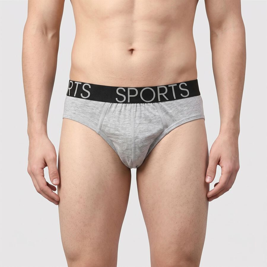 Men's Black Regular Fit Printed Briefs, काला, large