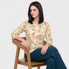 Women's Off White Round Neck Floral Printed Straight Kurti, Off White, small