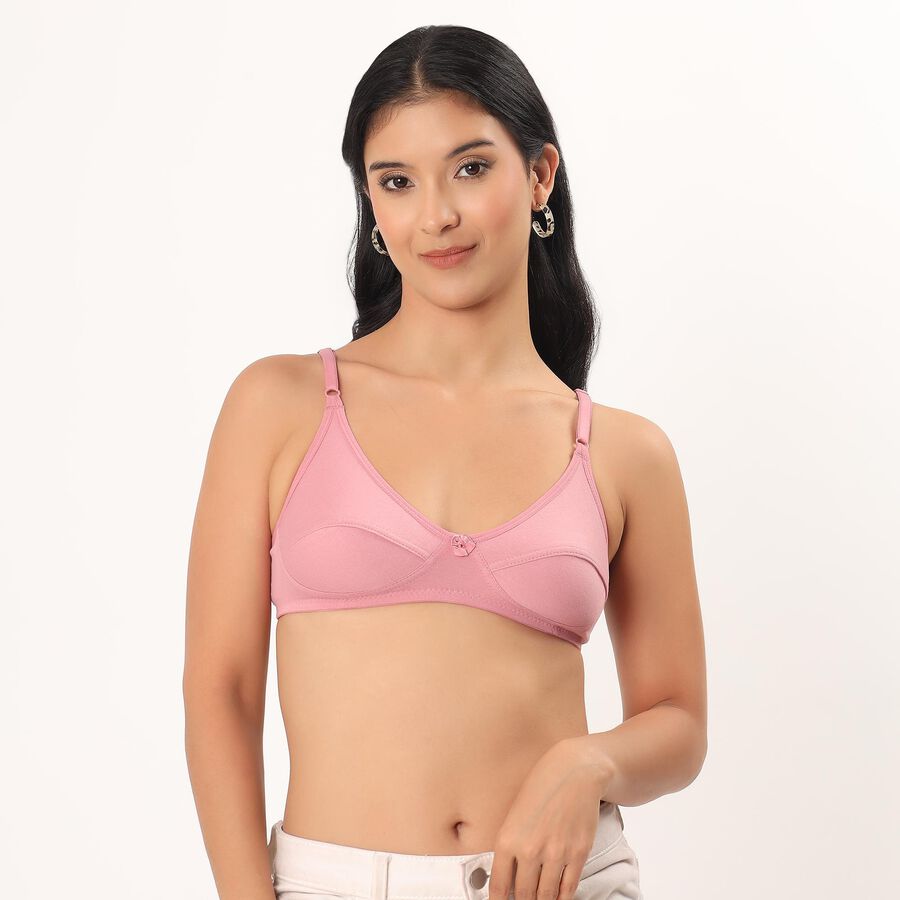 Women's Lilac Cotton V-Neck Wire-Free Bra, Lilac, large