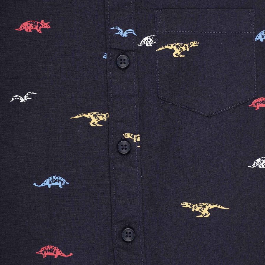 Boys All Over Print Casual Shirt, नेवी ब्लू, large image number null