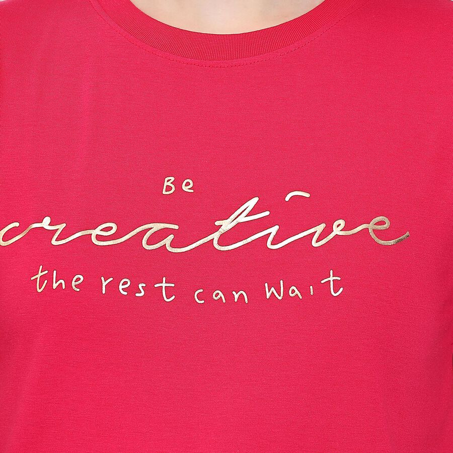 Ladies' Round Neck T-Shirt , Fuchsia, large image number null
