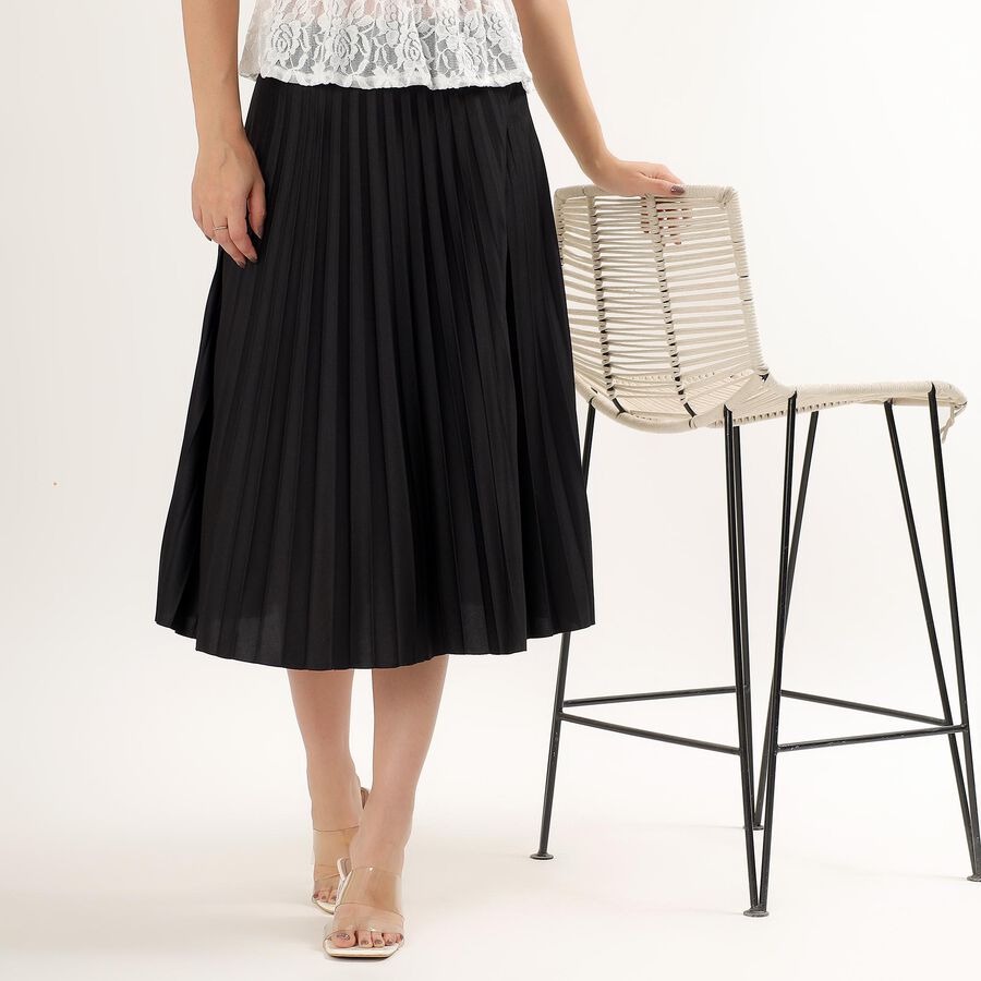 Ladies' Pleated Skirt , काला, large image number null