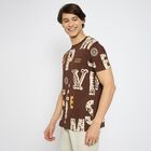 Men's 100% Cotton Round Neck Half Sleeves T-Shirt, Brown, small