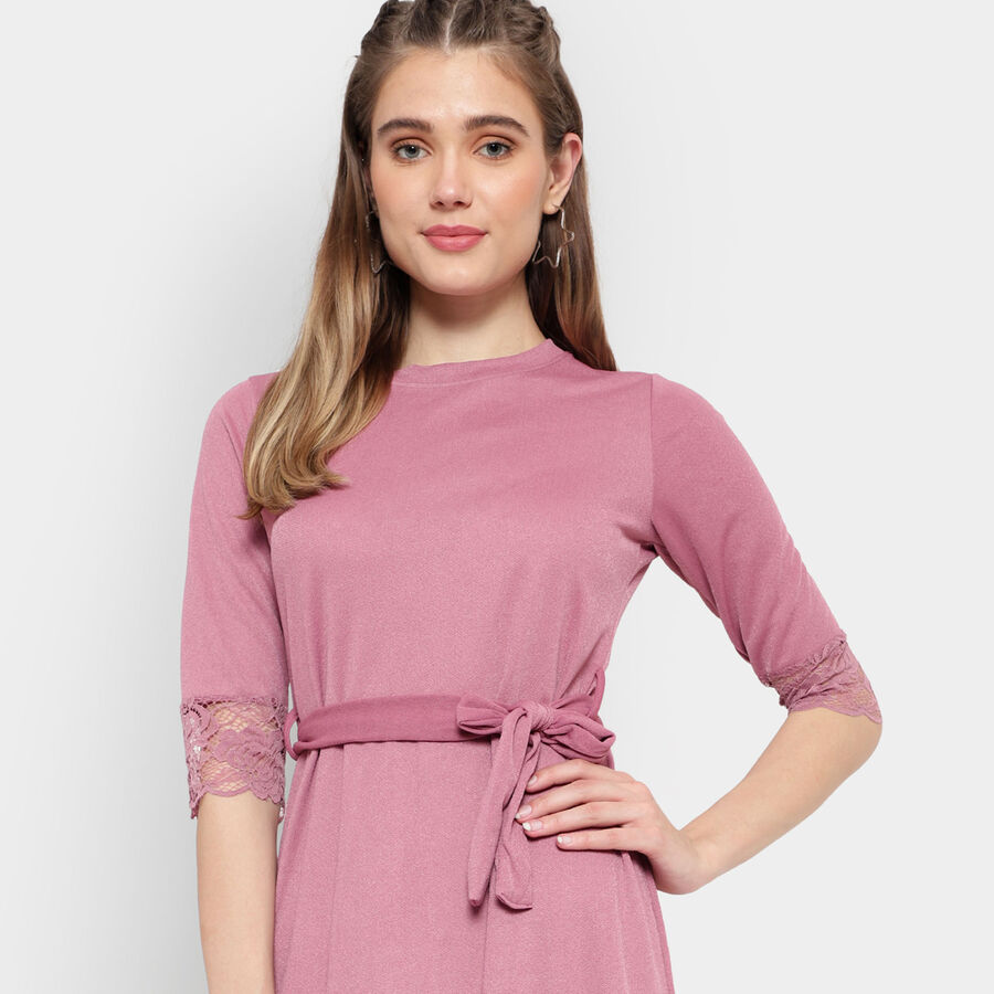 साॅलिड ए लाइन ड्रेस, Purple, large image number null