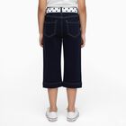 Girls' Deep Navy Blue Cotton Blend Polka Dot Belt Capri, Mid Blue, small image number null