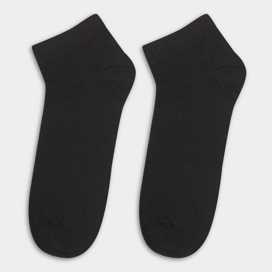 Men's Jet Black and Charcoal Gray Cotton Blend Ankle Socks, Melange Light Grey, large image number null