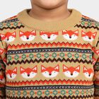 Boys' Beige Crew Neck Printed Pullover, Beige, small