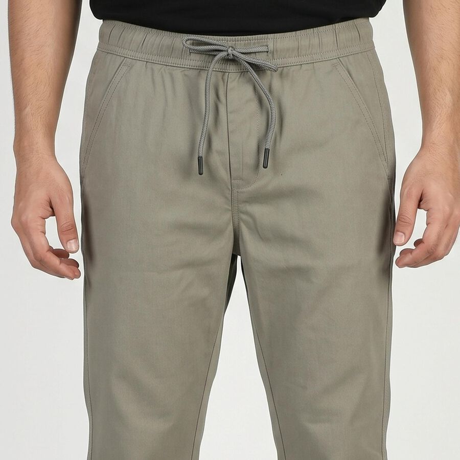 Men's Grey Slim Fit Casual Trousers, Light Grey, large