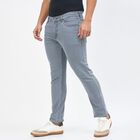 Men's Light Grey Slim Fit Five-Pocket Jeans, Light Grey, small