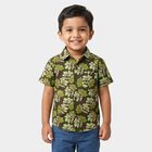 Boys Olive Green Cotton Short Sleeves Collar Regular Fit Shirt, ओलिव, small