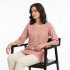 Women's Purple Notch Neck Printed Straight Kurti, बैंगनी, small