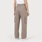 Women's Beige Straight Fit Cargo Track Pants, गहरा पीला, small