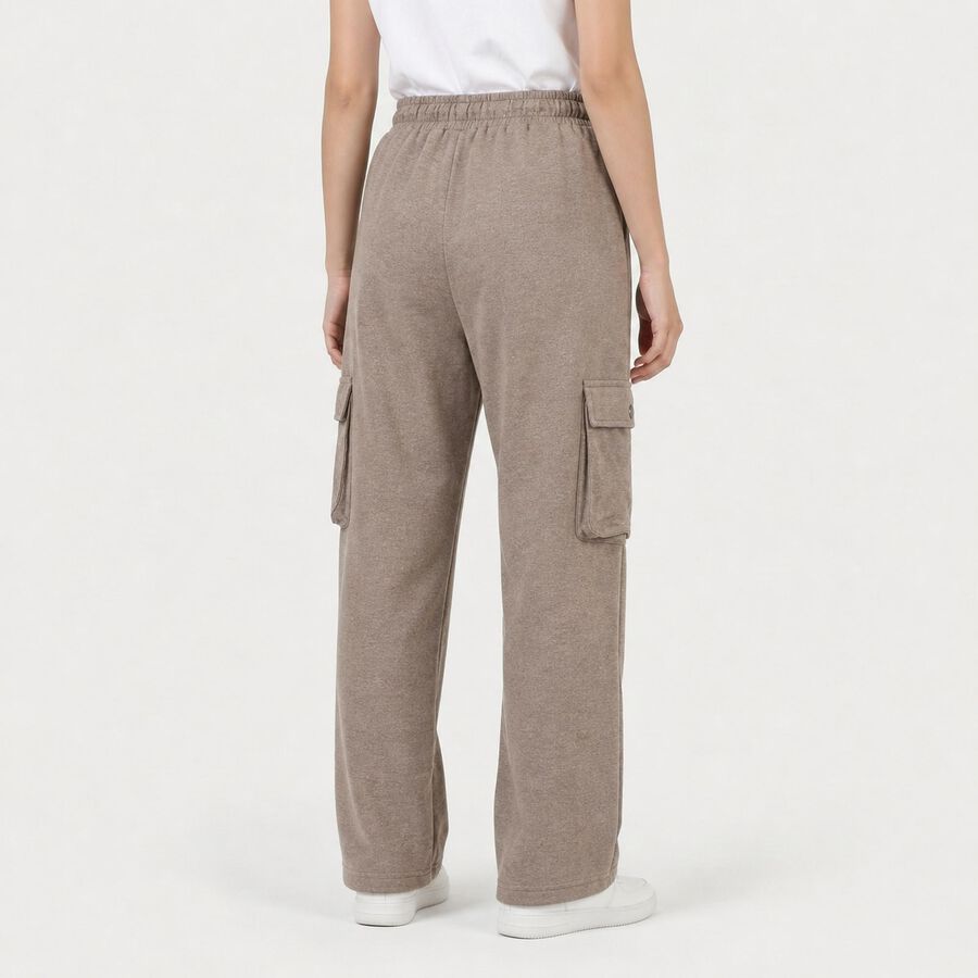 Women's Beige Straight Fit Cargo Track Pants, गहरा पीला, large