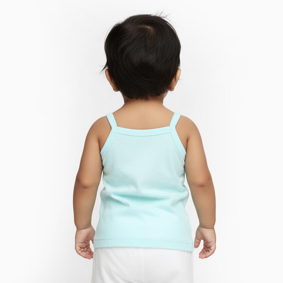 Infants' Light Aqua Blue Cotton Square Neck Casual Vest, Aqua, large image number null