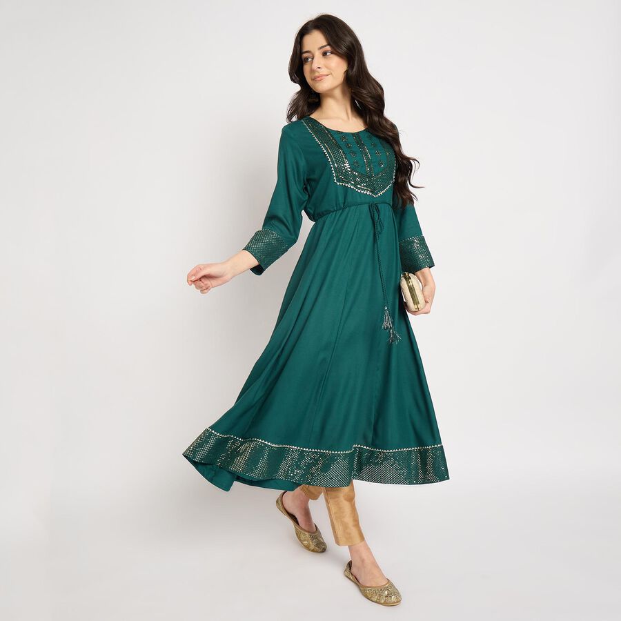 Ladies' Kurta , गहरा हरा, large image number null