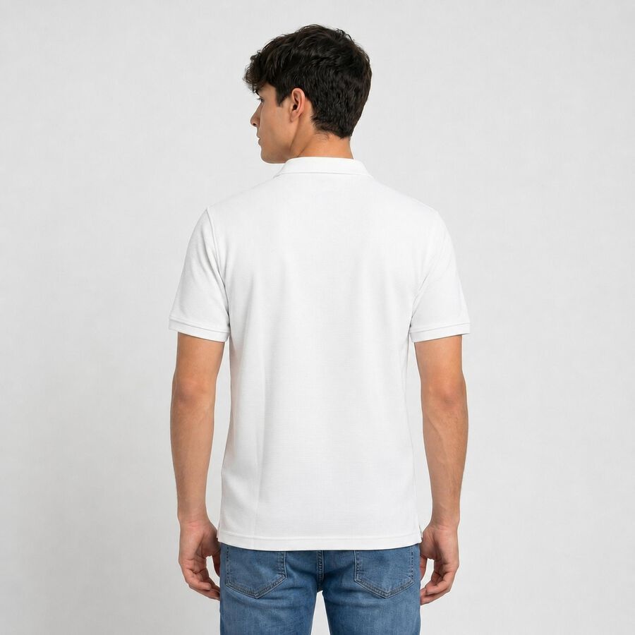 Men's White Cotton Polo Neck Polo T-Shirt, White, large