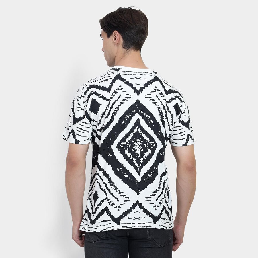 Men's 100% Cotton Round Neck Half Sleeves T-Shirt , White, large image number null
