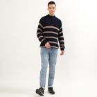 Men's Deep Midnight Navy Blue Half-Zip Casual Pullover, नेवी ब्लू, small image number null