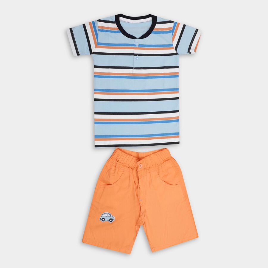 Boys' 100% Cotton Woven Baba Suit, हल्का नीला, large image number null