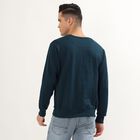 Men's Deep Navy Blue Crew Neck Graphic Sweatshirt, Teal Blue, small image number null