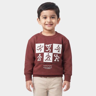 Boys' Pink Crew Neck Graphic Print Sweatshirt