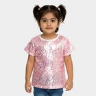 Girls Bright Pink Round Neck Casual T-Shirt, White, small image number null