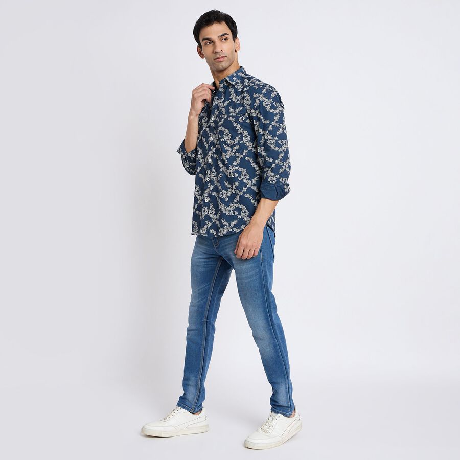 Men's 100% Cotton Casual Shirt, मध्यम नीला, large image number null