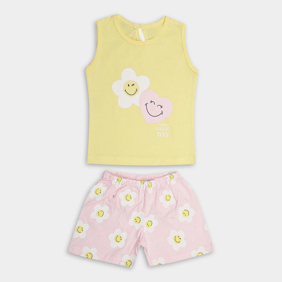 Infant Girls' 100% Cotton Short Set, Light Pink, large image number null