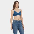 Women's Blue Cotton Padded Wire-Free T-Shirt Bra, Teal Blue, small