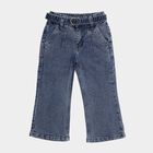 Girls Light Blue Wide Leg Belted Jeans, हल्का नीला, small