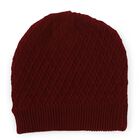 Girls Deep Maroon Knitted Winter Cap, Maroon, small image number null