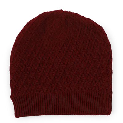 Girls Deep Maroon Knitted Winter Cap