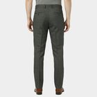 Men's Mid Grey Slim Fit Check Formal Trousers, मिश्रित मध्यम ग्रे, small