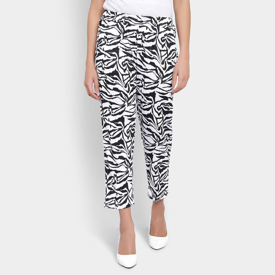 Solid Trousers, सफ़ेद, large image number null