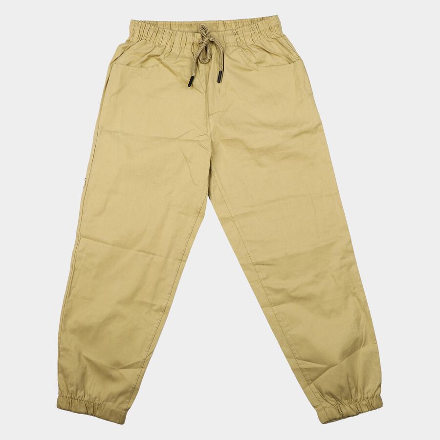 Boys' Beige Regular Fit Jogger Trousers, Beige, large