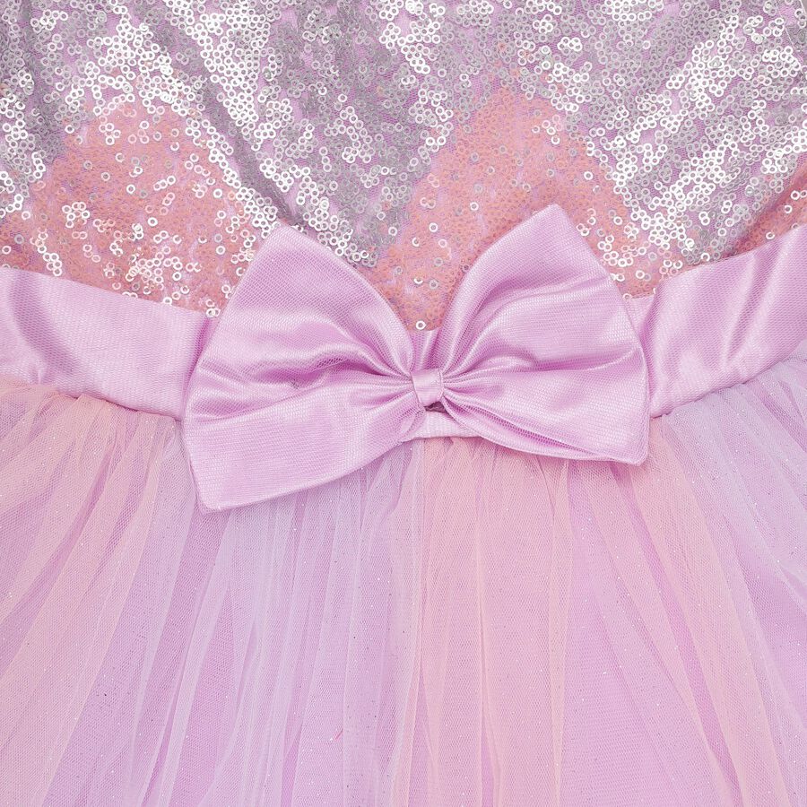 Girls' Light Lavender Pink Sequin Sleeveless Party Frock, Lilac, large image number null
