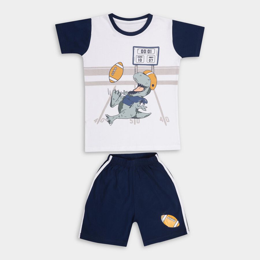 Boys' 100% Cotton Knit Baba Suit , सफ़ेद, large image number null