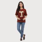 Women's Rust Cotton Round Neck Regular T-Shirt, रस्ट, small